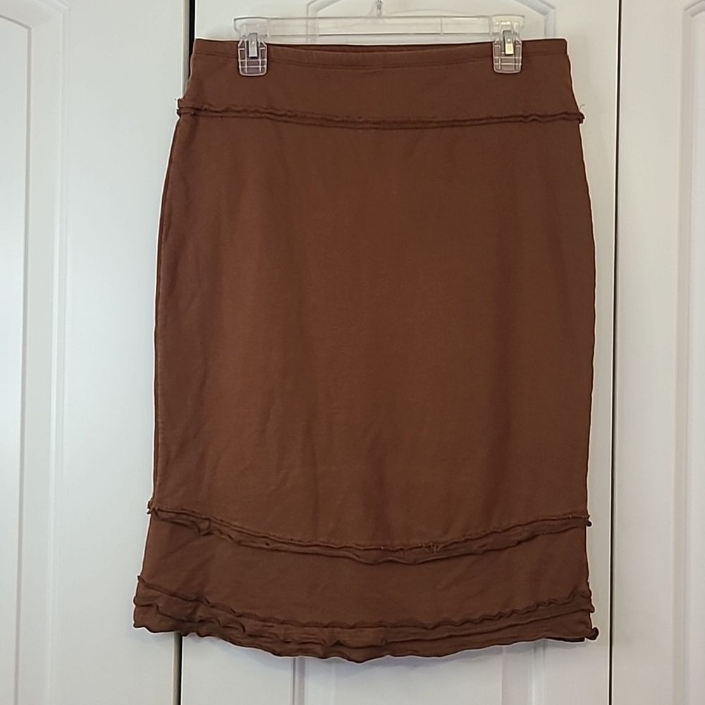 Neon Buddha Knit Cotton Skirt Pull On Brown Size M